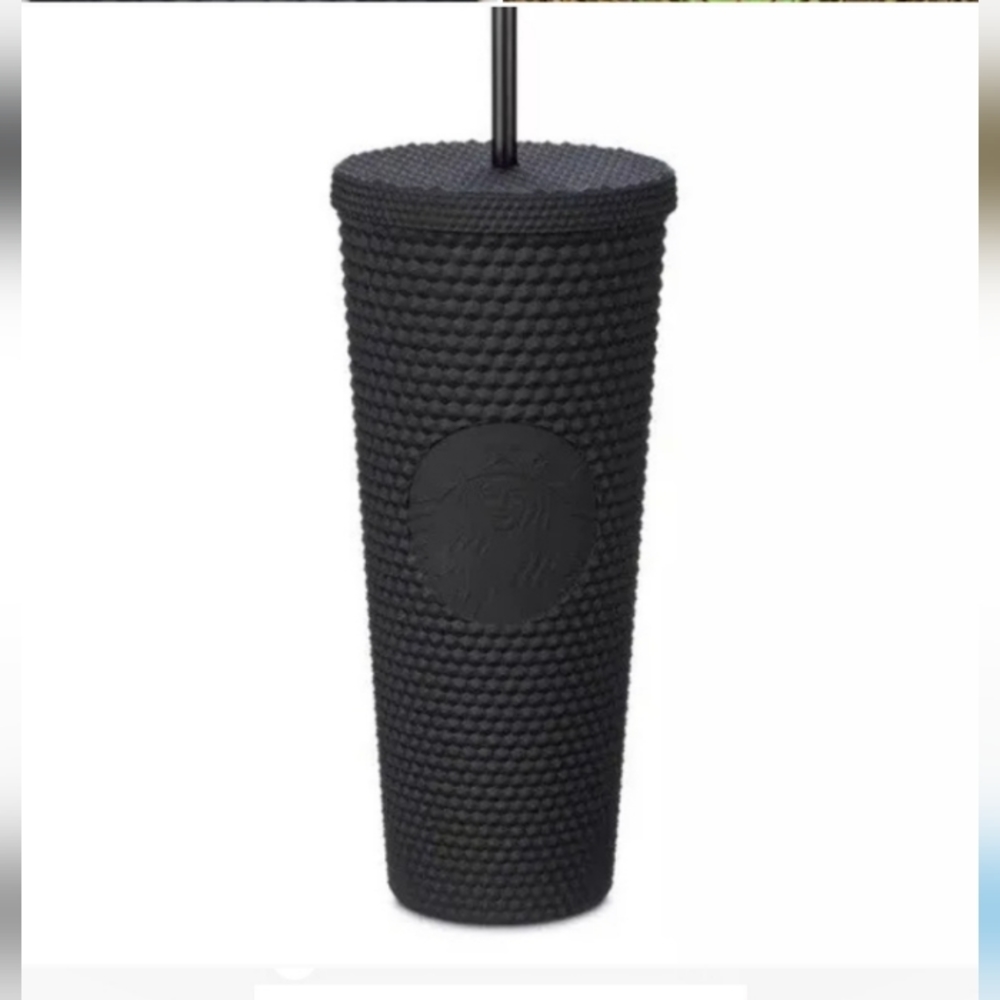 WDW 50TH Anniversary matte black studded Disney Parks Starbucks tumbler set